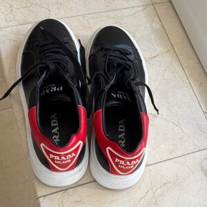 Prada Women's Black and Red Sneakers
